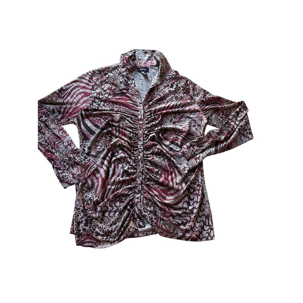 Ruched Mesh Long Sleeve Top Size Y2K XL